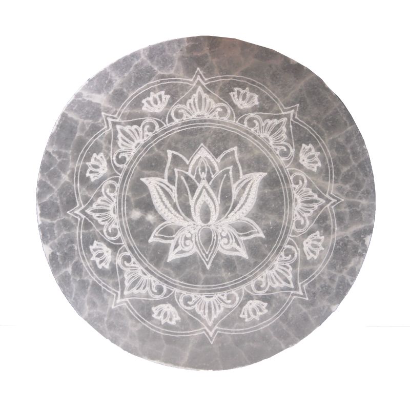 Medium Selenitplatten 10cm -  Lotus Mandala