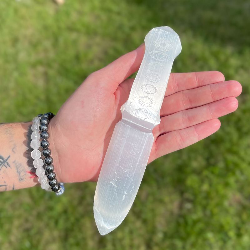 Selenit-Ritualmesser - Chakra
