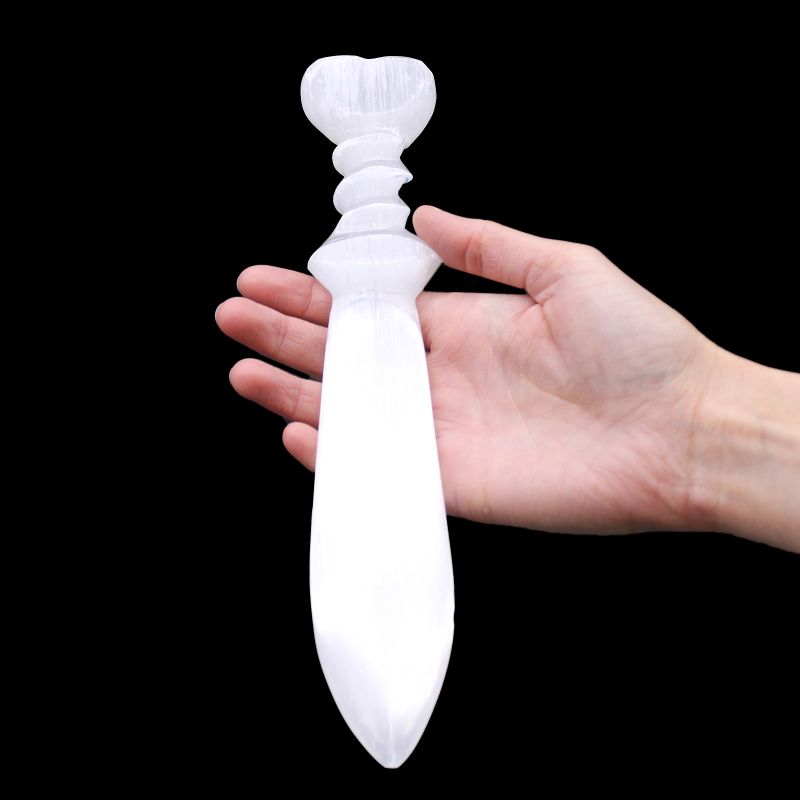 Selenit Großes Ritualmesser - Spirale (25cm)