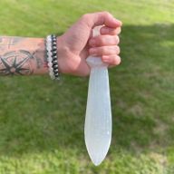 Selenit Großes Ritualmesser - Spirale (25cm)