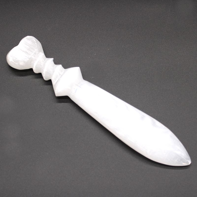 Selenit Großes Ritualmesser - Spirale (25cm)