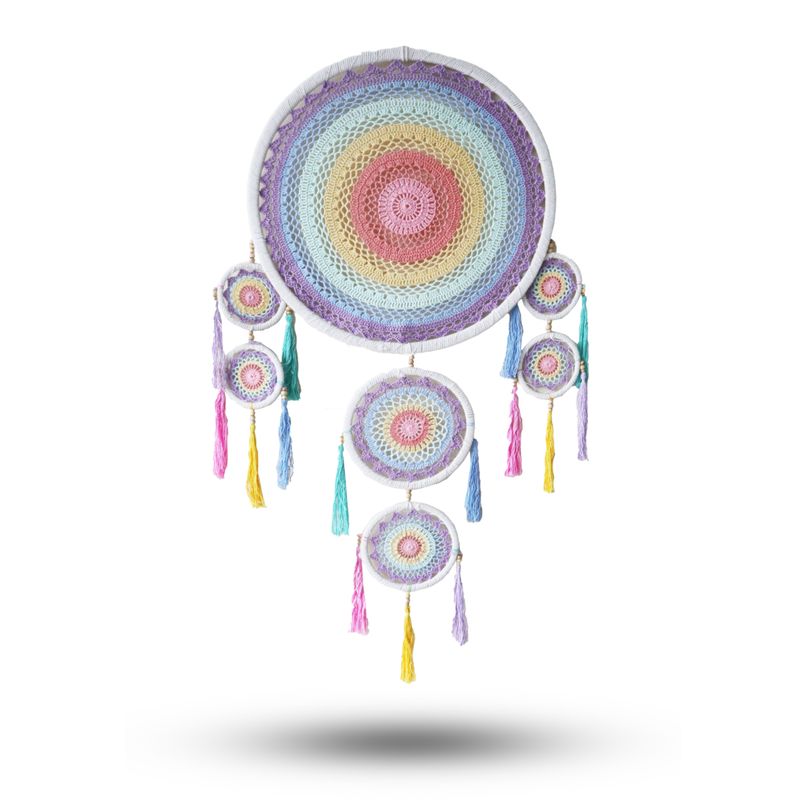 Großer Traumfänger (55cm) - Pastellregenbogen