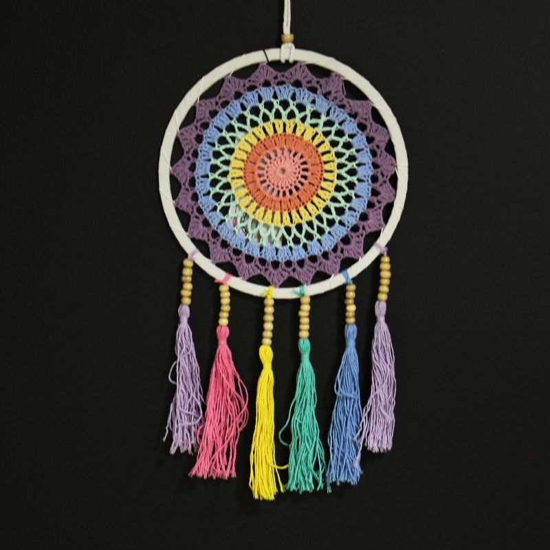 Kleiner Traumfänger (22x56cm) - Pastellregenbogen