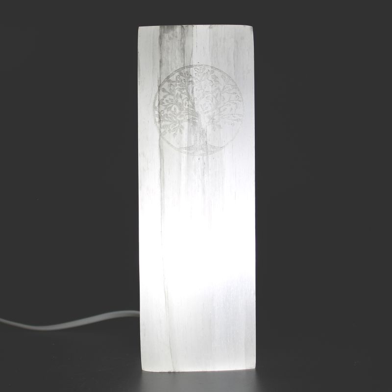 Selenit Blocklampe 25cm - Baum des Lebens