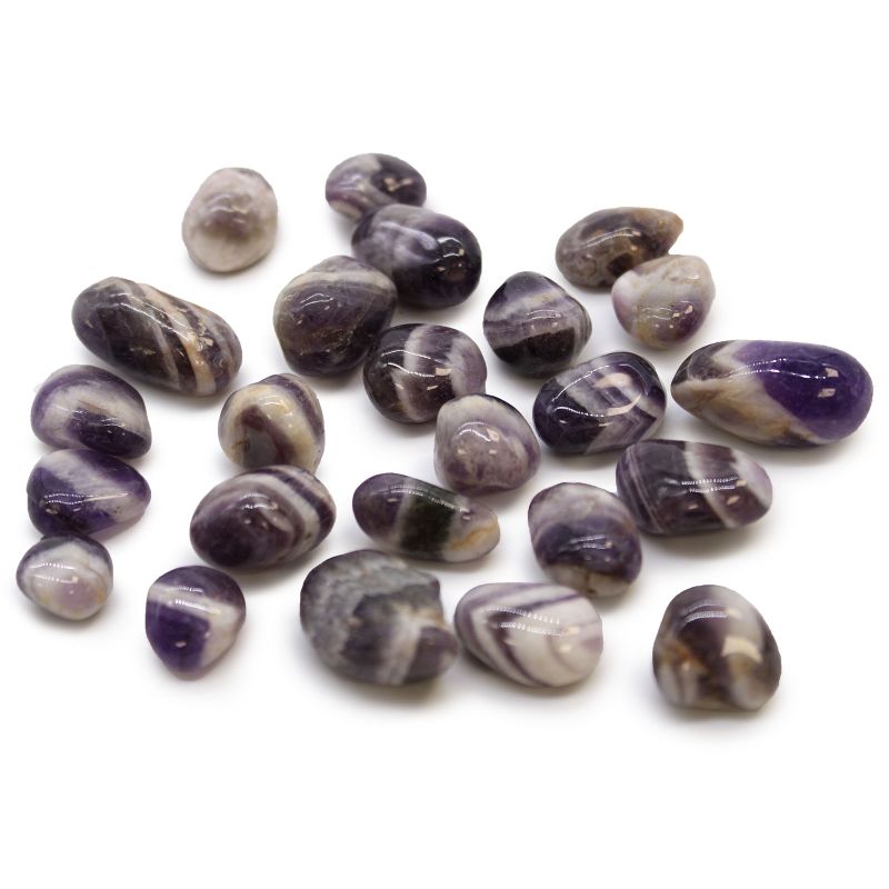Kleine afrikanische Trommelsteine – Amethyst – Chevron