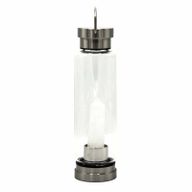 Glas-Wasserflasche mit Kristallinfusion – Reinigender Klarquarz – Obelisk