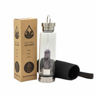 Glas-Wasserflasche mit Kristallinfusion - Beruhigender Amethyst - Obelisk