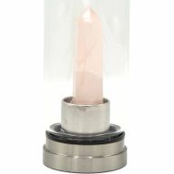 Kristallinfundierte Glas-Wasserflasche - Belebender Rosenquarz - Obelisk