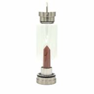 Kristallinfundierte Glas-Wasserflasche - Belebender roter Jaspis - Obelisk