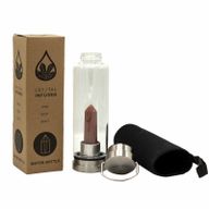 Kristallinfundierte Glas-Wasserflasche - Belebender roter Jaspis - Obelisk