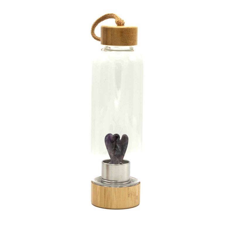 Kristallinfundierte Glas-Wasserflasche - Beruhigender Amethyst - Engel