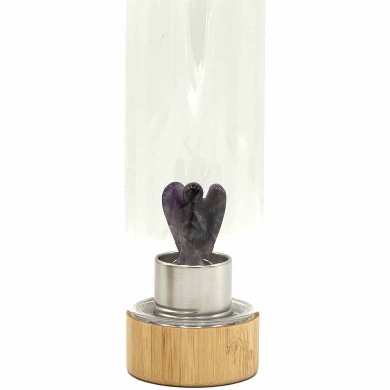Kristallinfundierte Glas-Wasserflasche - Beruhigender Amethyst - Engel
