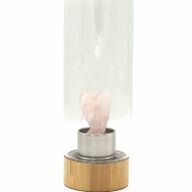 Kristallinfundierte Glas-Wasserflasche - Verjüngender Rosenquarz - Engel