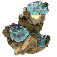 Dreifacher Kerzenhalter aus Moltonglas auf Holz