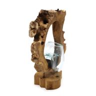 Kunstvase aus geschmolzenem Glas zum Aufhängen auf Holz