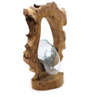 Kunstvase aus geschmolzenem Glas zum Aufhängen auf Holz