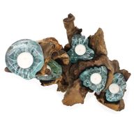 Geschmolzenes Glas Fünf Kerzenhalter auf Holz