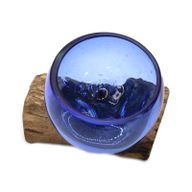 Geschmolzenes Glas Mini Blue Bowl auf Holz