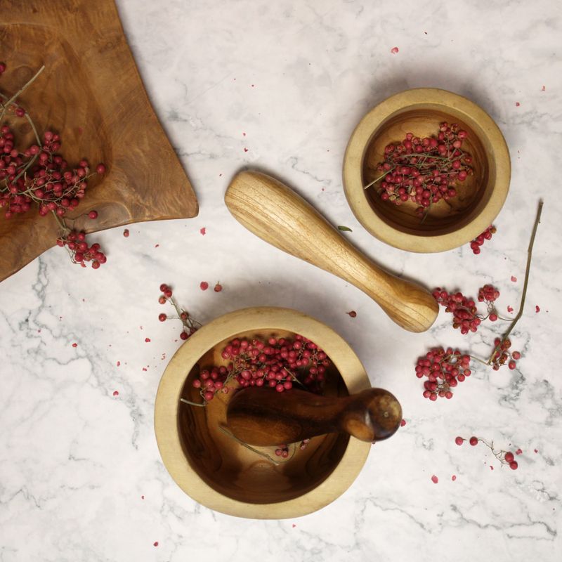 Teak Stößel & Mörser Klein