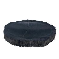Schwarze Seifenschale aus versteinertem Holz