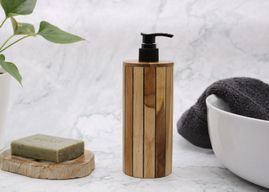Natürlicher Seifenspender aus Teakholz - Rund