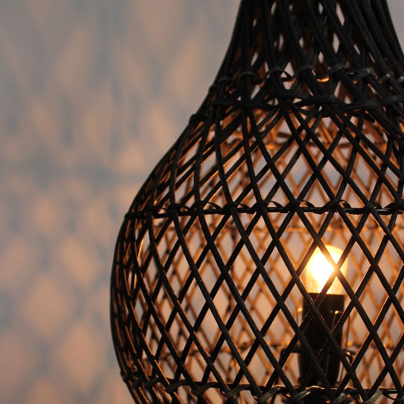 Rattan-Tischlampen - Schwarz