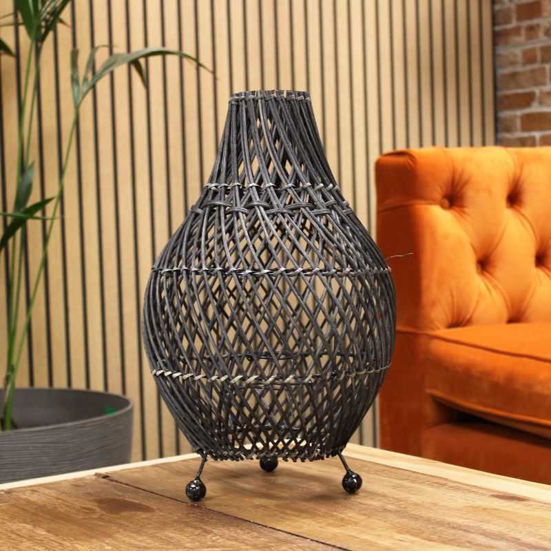 Rattan-Tischlampen - Schwarz