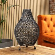 Rattan-Tischlampen - Schwarz