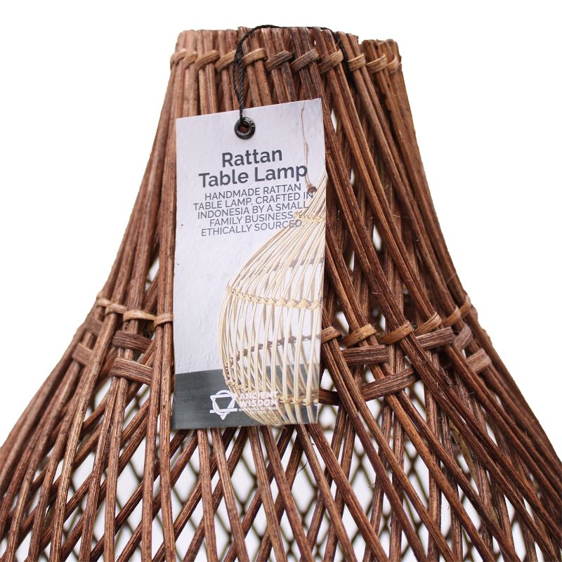 Rattan-Tischlampen - Dunkelbraun