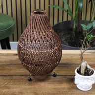 Rattan-Tischlampen - Dunkelbraun