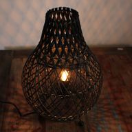 Rattan-Tischlampen - Schwarz
