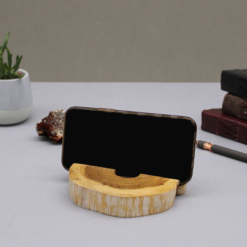 Großer Telefonhalter aus Gamal-Holz – weiß getüncht