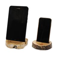 Großer Telefonhalter aus Gamal-Holz – weiß getüncht