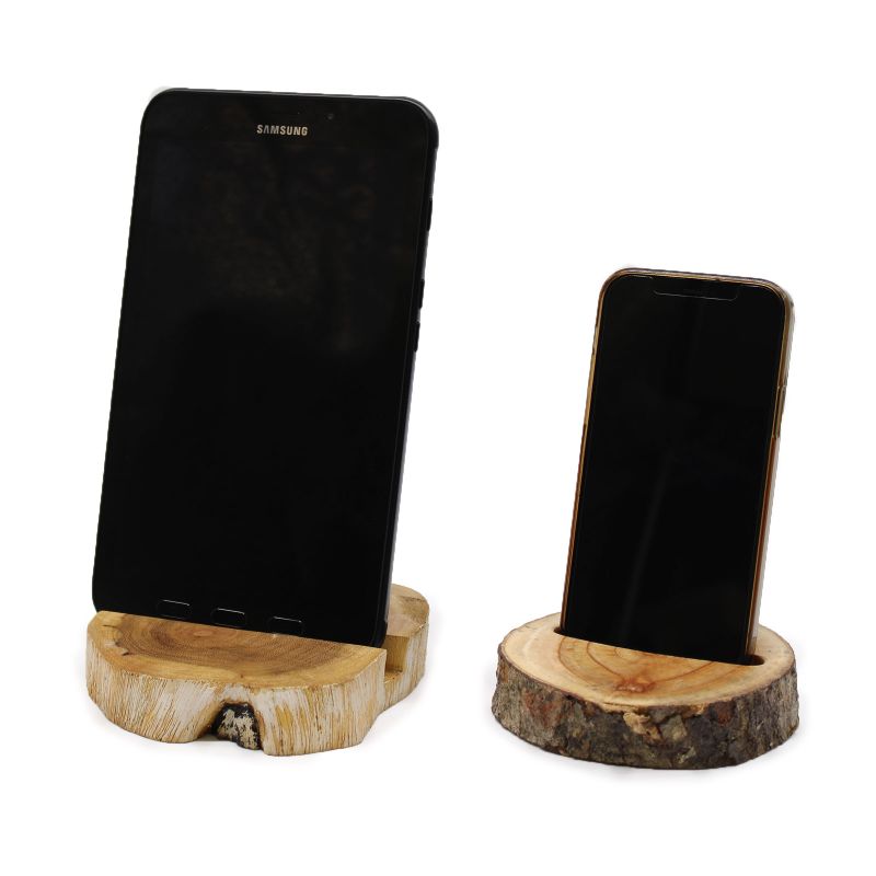 Großer Telefonhalter aus Gamal-Holz – weiß getüncht