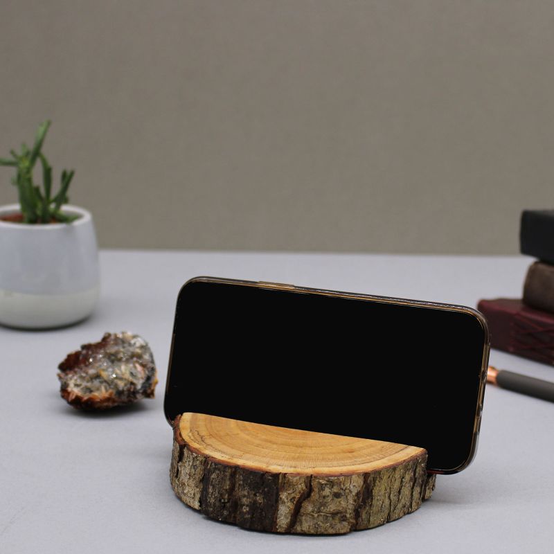 Telefonhalter für kleine Holzscheite (vollständige Scheibe) – Natur