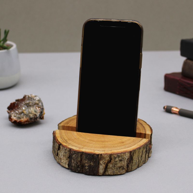Telefonhalter für kleine Holzscheite (vollständige Scheibe) – Natur