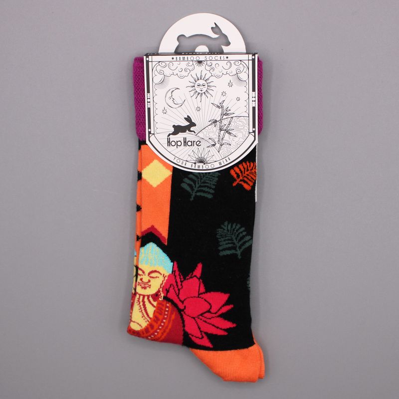 Hop Hare Bambussocken  (36-40) - Rosa Buddha & Lotus
