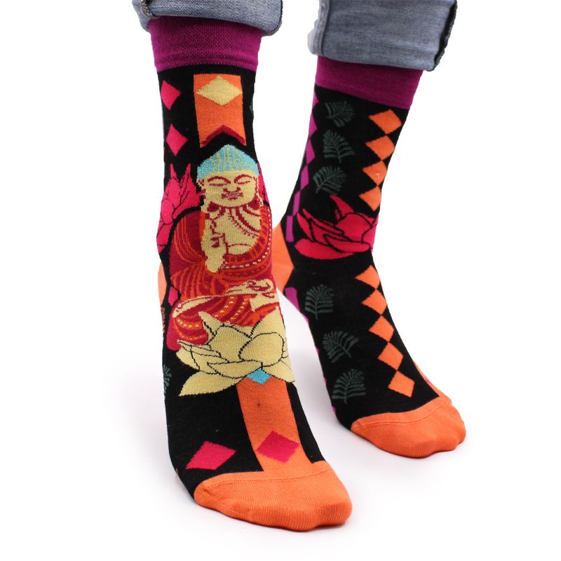 Hop Hare Bambussocken  (36-40) - Rosa Buddha & Lotus