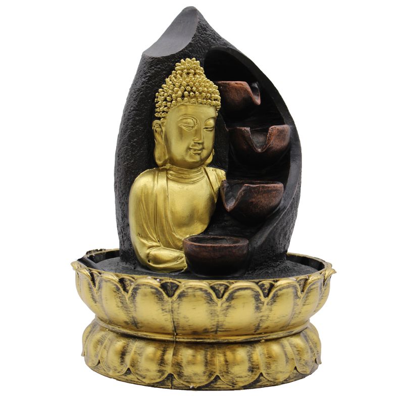 Tischwasserspiel – 30 cm – goldener Buddha & Gießtöpfe