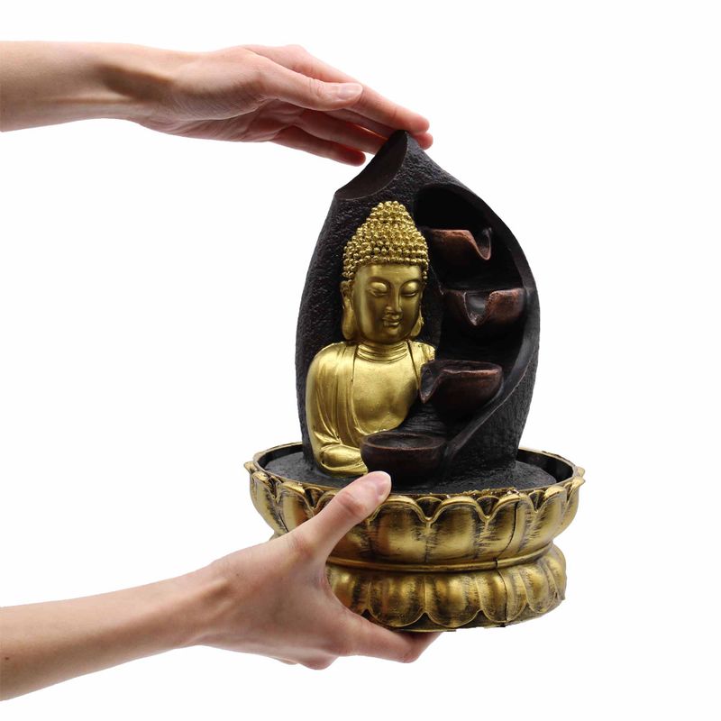 Tischwasserspiel – 30 cm – goldener Buddha & Gießtöpfe