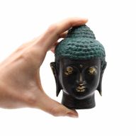 Mittlerer antiker Buddha-Kopf aus Messing