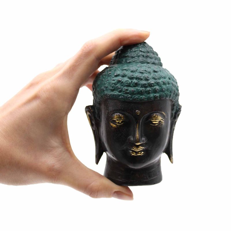 Mittlerer antiker Buddha-Kopf aus Messing