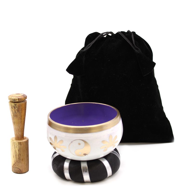 Yin & Yang Klangschalen-Set – Weiß/Lila 10,7 cm
