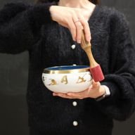 Großes Yin- und Yang-Klangschalen-Set, Weiß/Lila, 14 cm