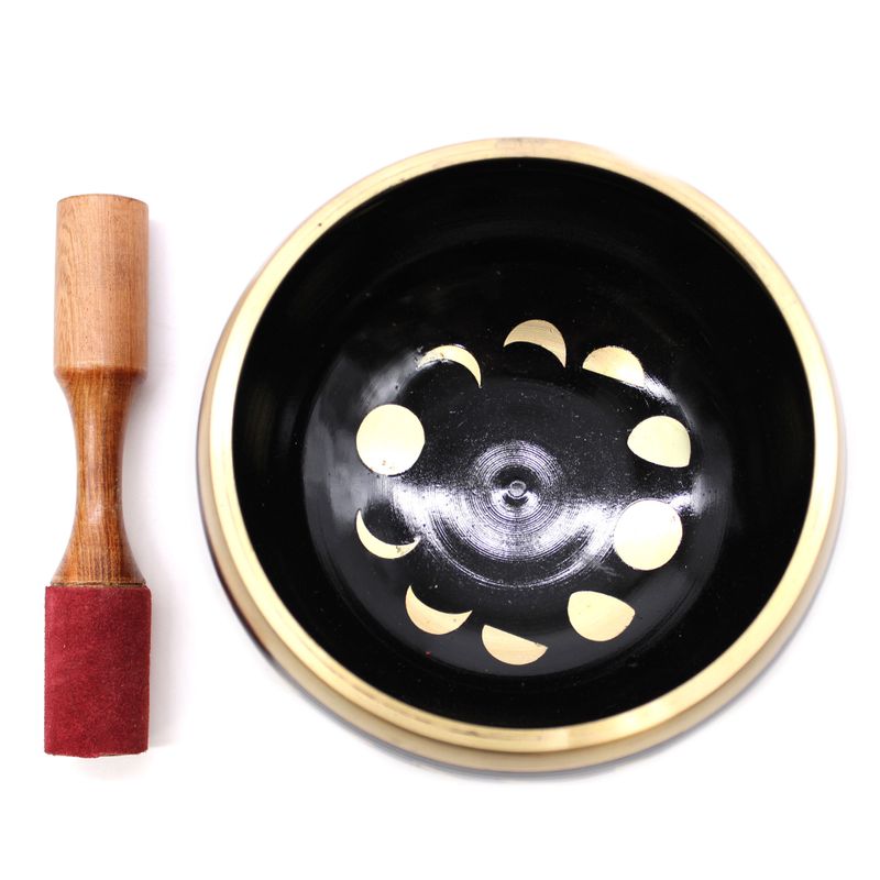 Großes Mondphasen-Klangschalen-Set, Schwarz, 14 cm