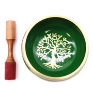 Großes Klangschalen-Set „Baum des Lebens“, grün, 14 cm
