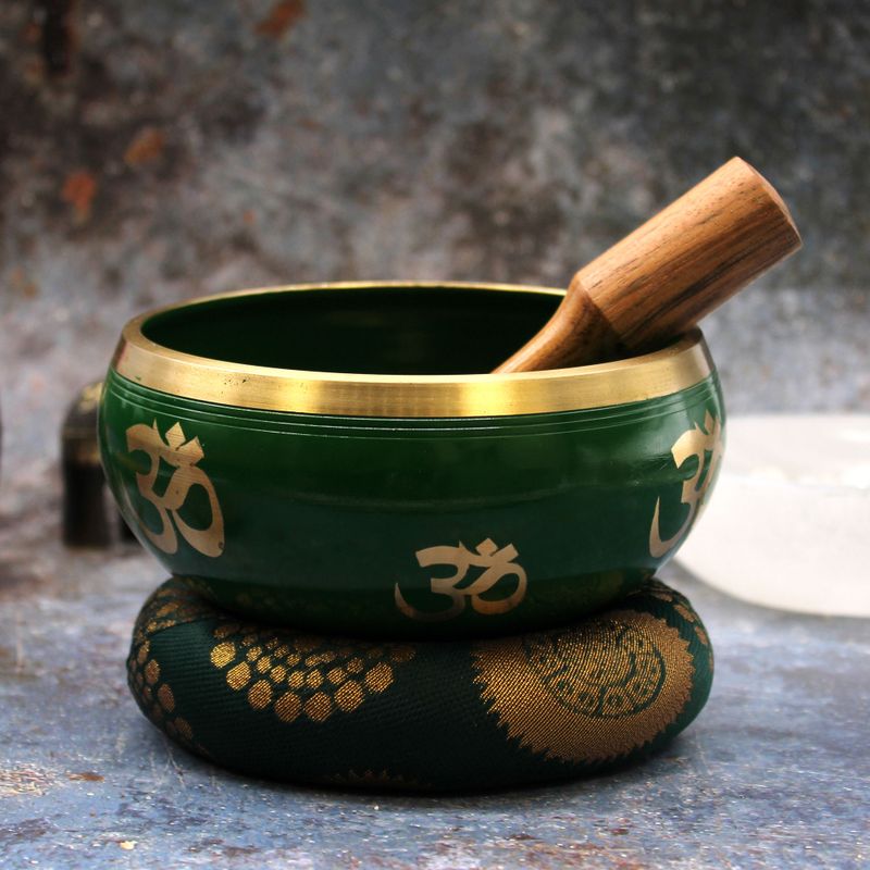 Großes Klangschalen-Set „Baum des Lebens“, grün, 14 cm