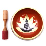 Großes Buddha-Klangschalen-Set, Schwarz/Orange, 14 cm