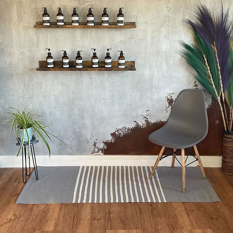 Indischer Baumwollteppich – 70 x 170 cm – Grau