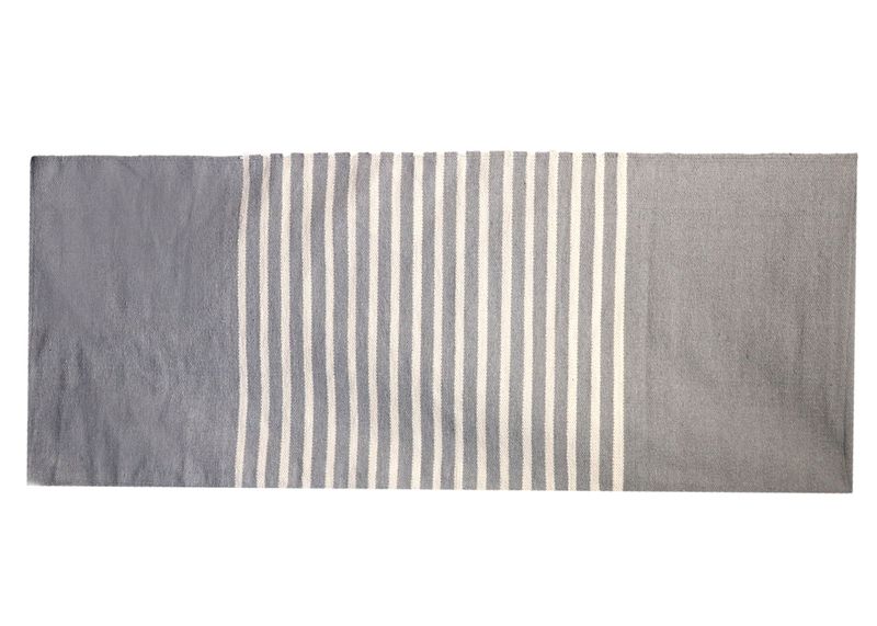 Indischer Baumwollteppich – 70 x 170 cm – Grau